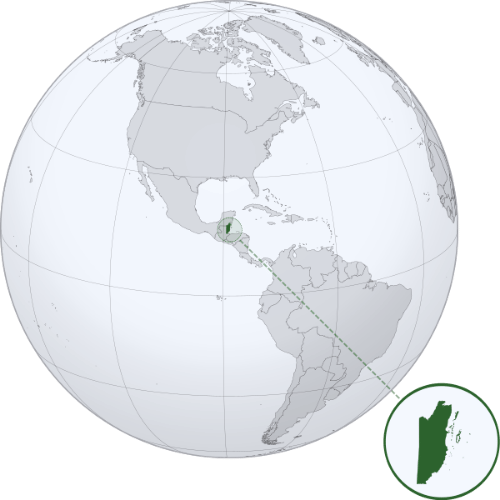 Pictorial representation of big size map of Belize in the world map