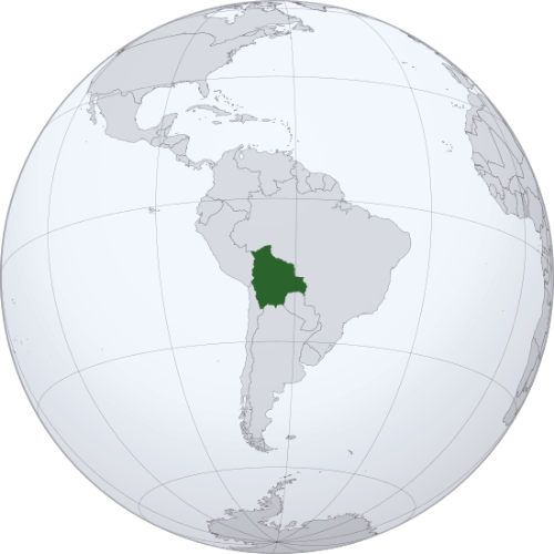 Pictorial representation of big size map of Bolivia in the world map