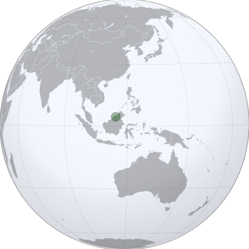 Pictorial representation of big size map of Brunei Darussalam in the world map