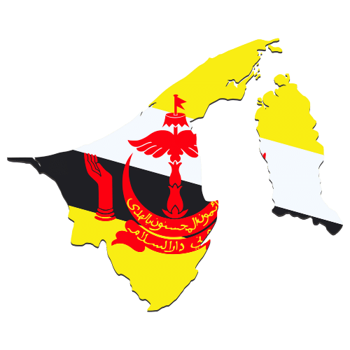 Pictorial representation of big size map of Brunei Darussalam