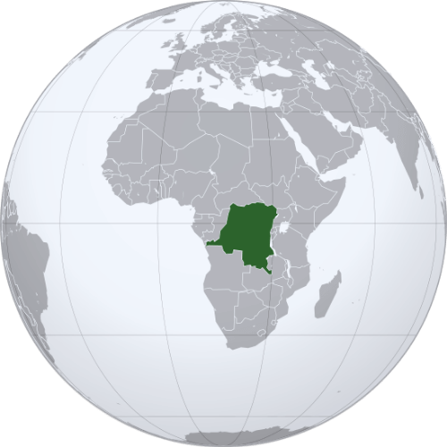 Pictorial representation of big size map of Democratic Republic of the Congo in the world map