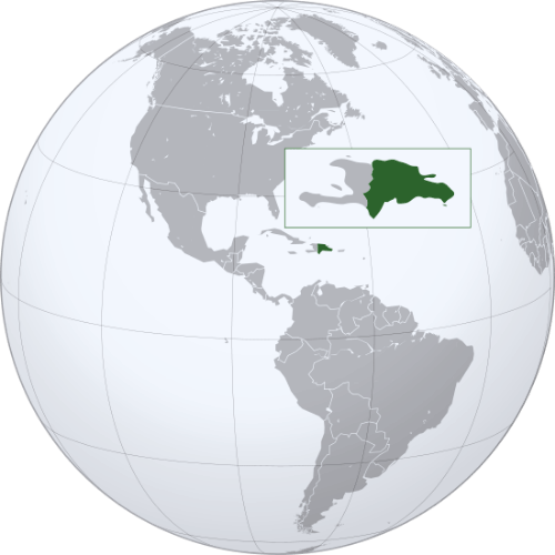 Pictorial representation of big size map of Dominican Republic in the world map