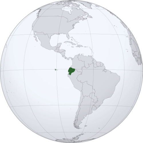 Pictorial representation of big size map of Ecuador in the world map