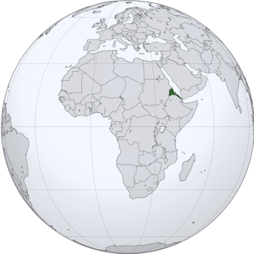Pictorial representation of big size map of Eritrea in the world map