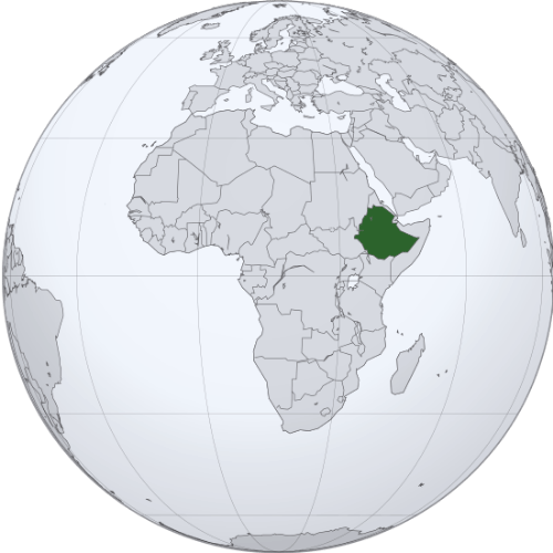 Pictorial representation of big size map of Ethiopia in the world map