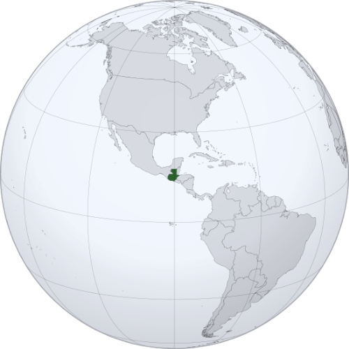 Pictorial representation of big size map of Guatemala in the world map