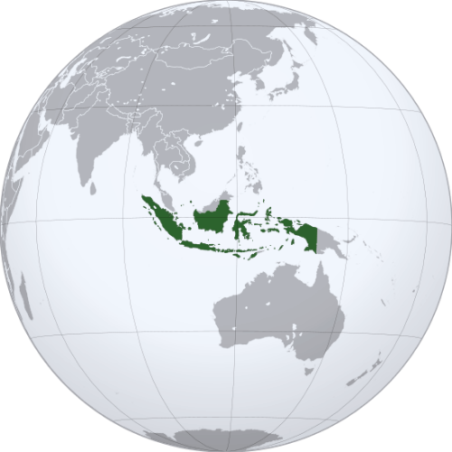 Pictorial representation of big size map of Indonesia in the world map