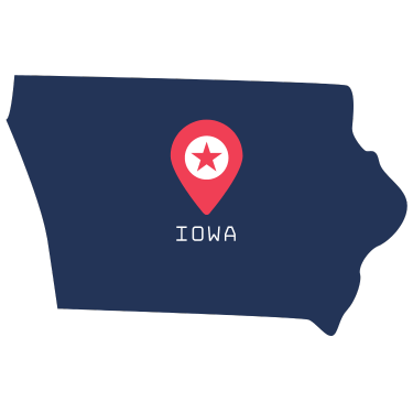 Pictorial representation of map of Iowa