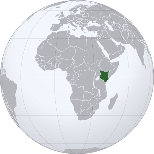 Pictorial representation of big size map of Kenya in the world map