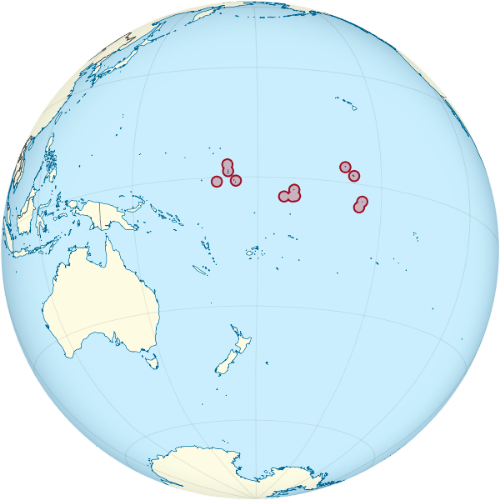 Pictorial representation of big size map of Kiribati in the world map