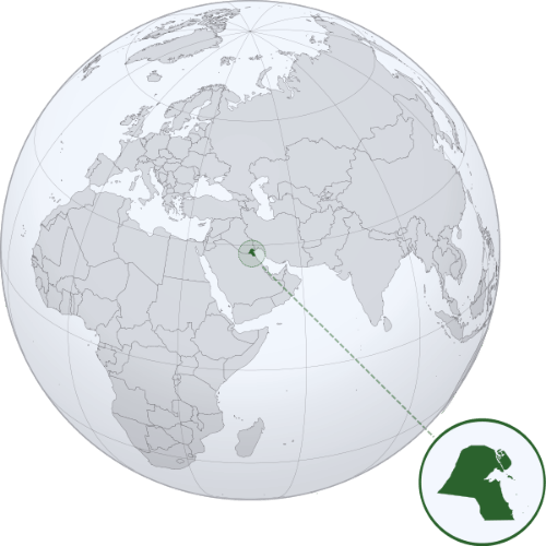 Pictorial representation of big size map of Kuwait in the world map