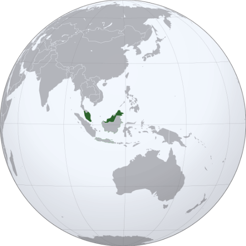 Pictorial representation of big size map of Malaysia in the world map