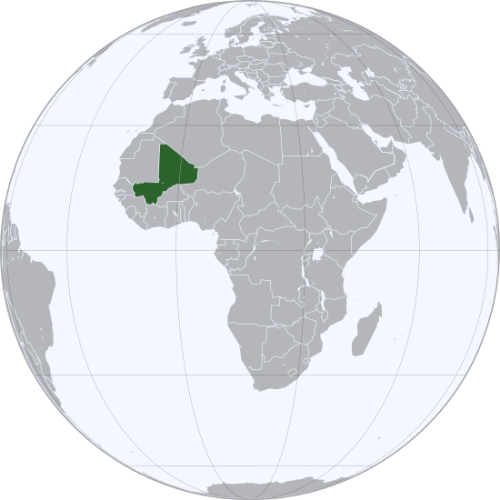Pictorial representation of big size map of Mali in the world map