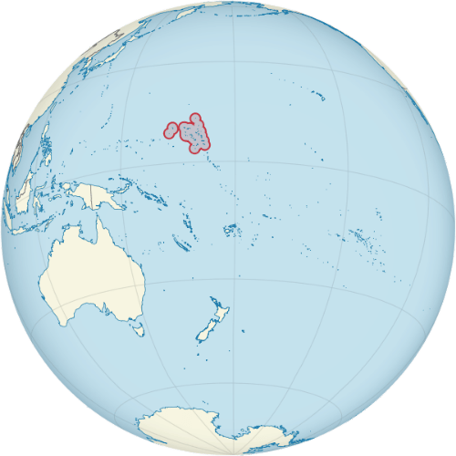 Pictorial representation of big size map of Marshall Islands in the world map