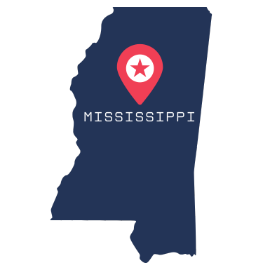Pictorial representation of map of Mississippi