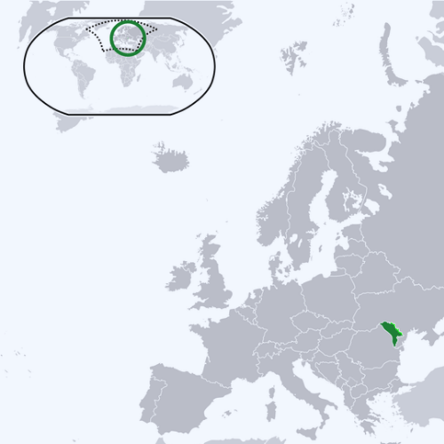 Pictorial representation of big size map of Moldova in the world map