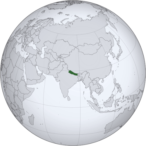 Pictorial representation of big size map of Nepal in the world map