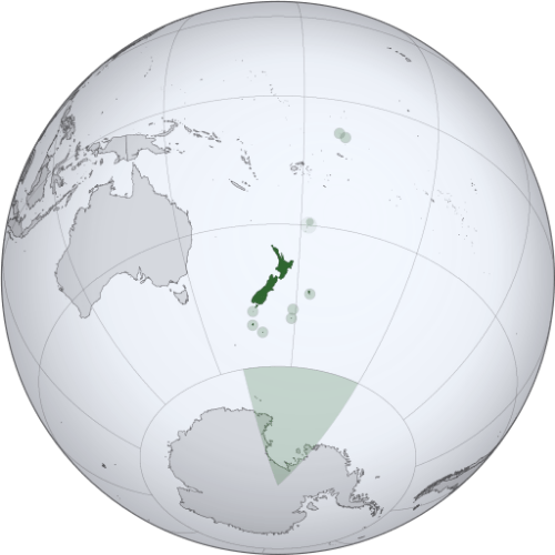 Pictorial representation of big size map of New Zealand in the world map