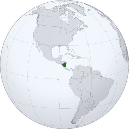 Pictorial representation of big size map of Nicaragua in the world map
