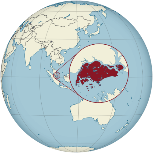 Pictorial representation of big size map of Singapore in the world map