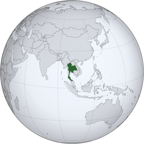 Pictorial representation of big size map of Thailand in the world map