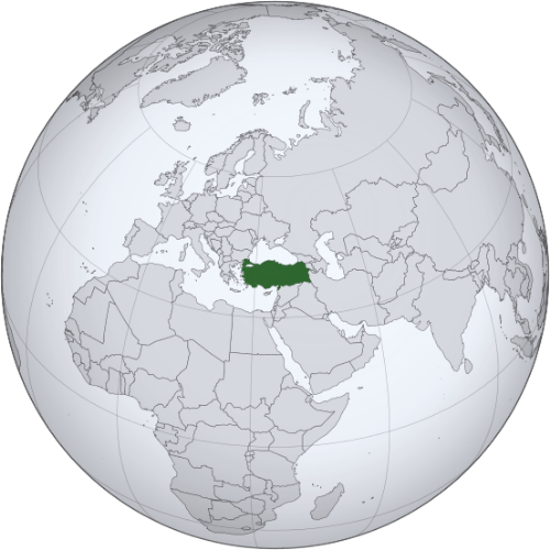 Pictorial representation of big size map of Turkey in the world map