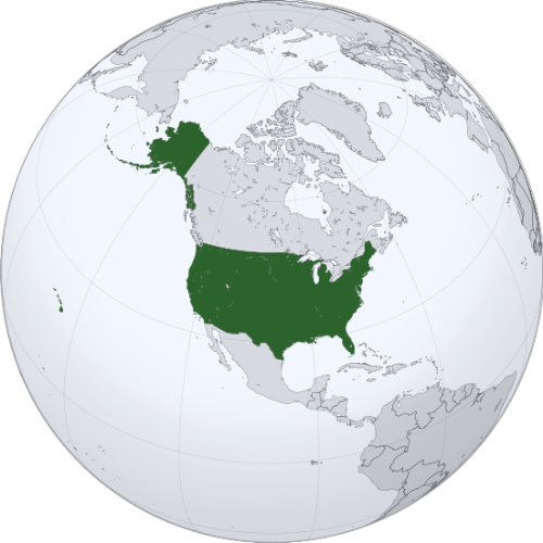 Pictorial representation of the map of United States in the world map